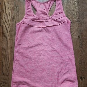 oiselle Heathered Pink Racerback Tank with Chest Ruffle